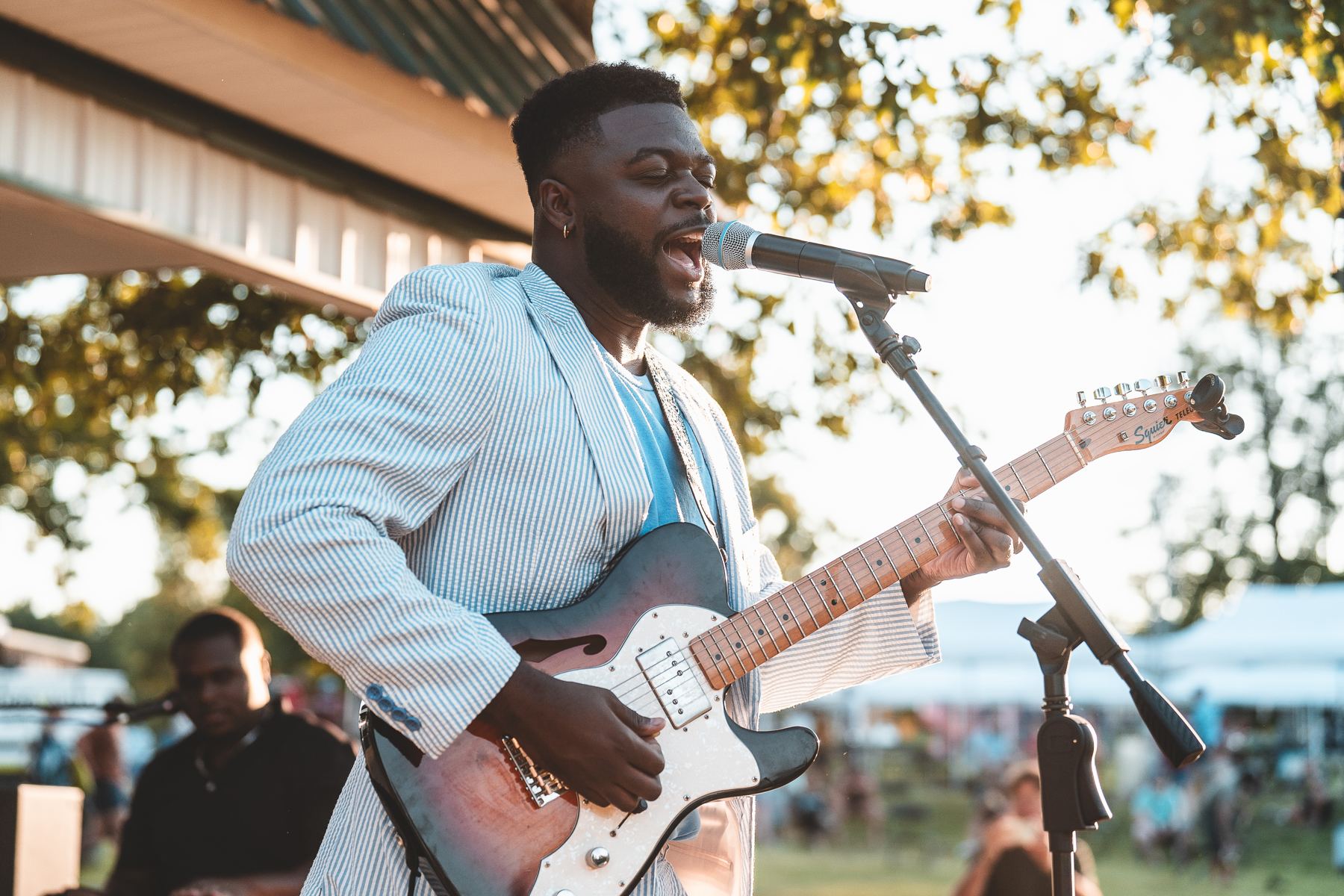 Live Delta blues playing at camp in the evening